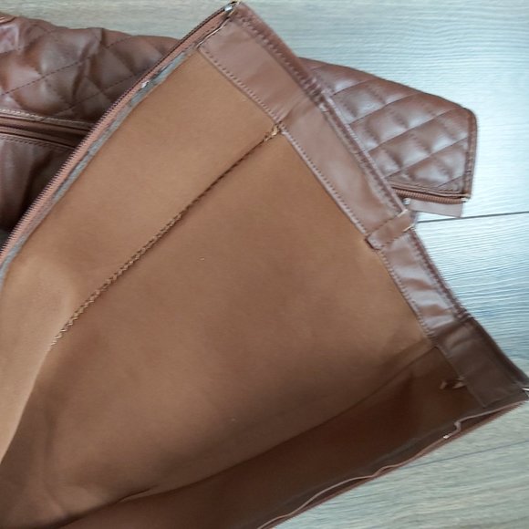 Quilted Knee High Western Boots - Brown - Picture 5 of 8